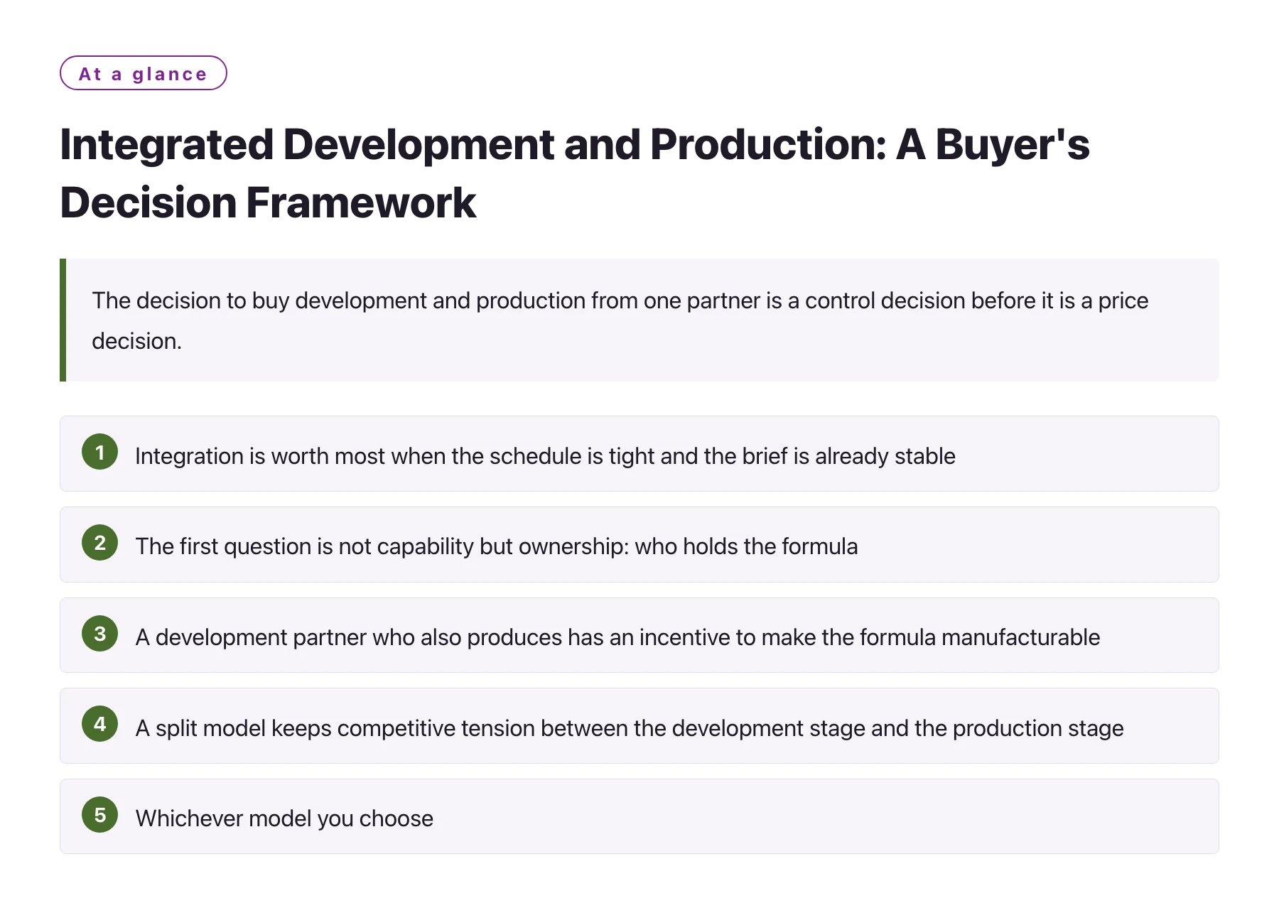 Integrated Development and Production: A Buyer's Decision Framework——全文要点速览